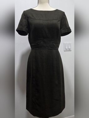 Tahari Arthur S. Levine Sheath Dress Sz 4 Dark Chocolate Espresso Career Office